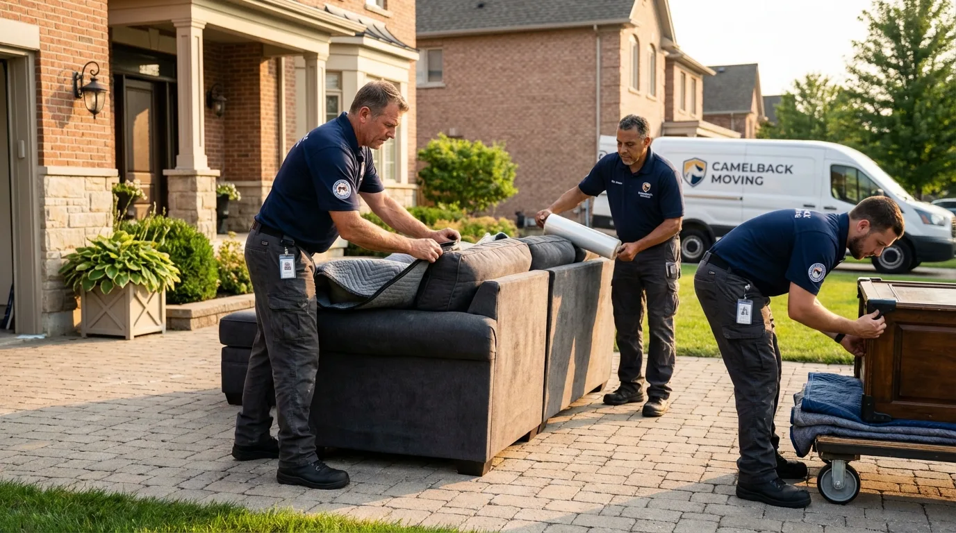 Large estate moving crew wrapping furniture in Butler, PA