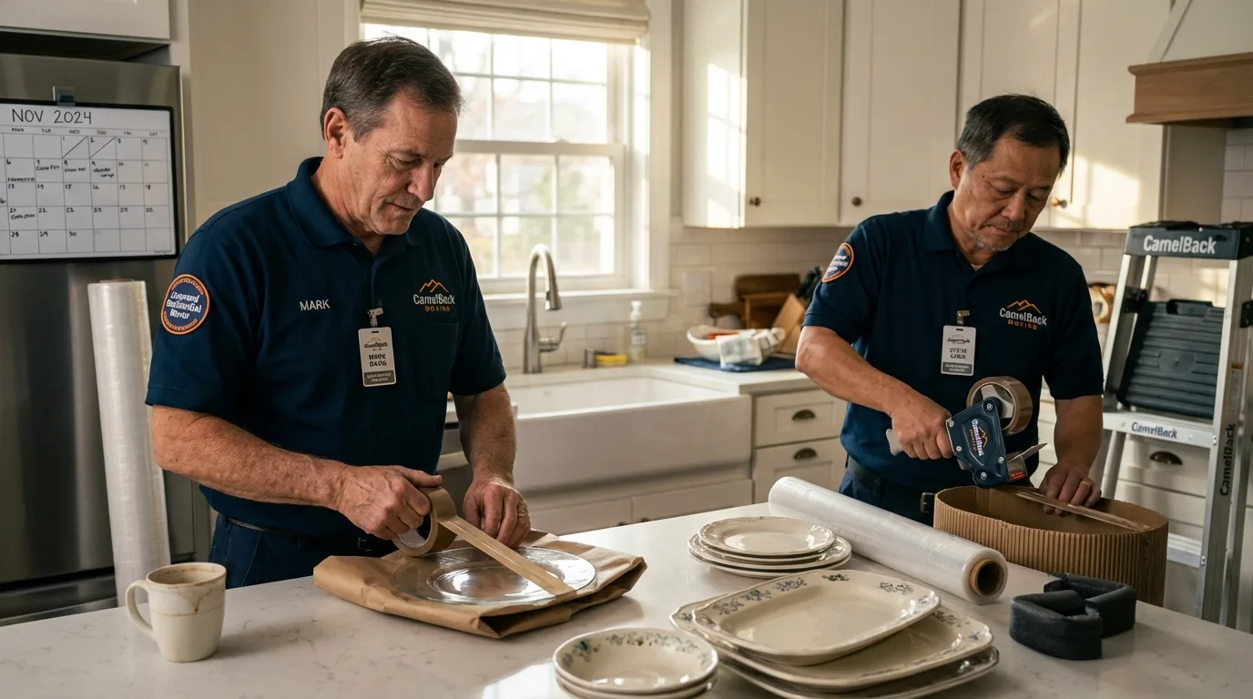 Professional crew packing kitchen dishware in Butler, PA
